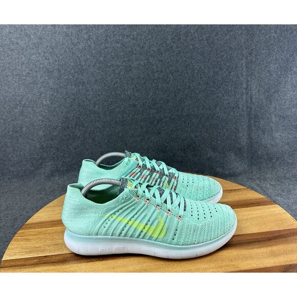Nike Free Rn Flyknit Green Glow Woman’s Size 6.5 (831070-300) - Picture 1 of 12
